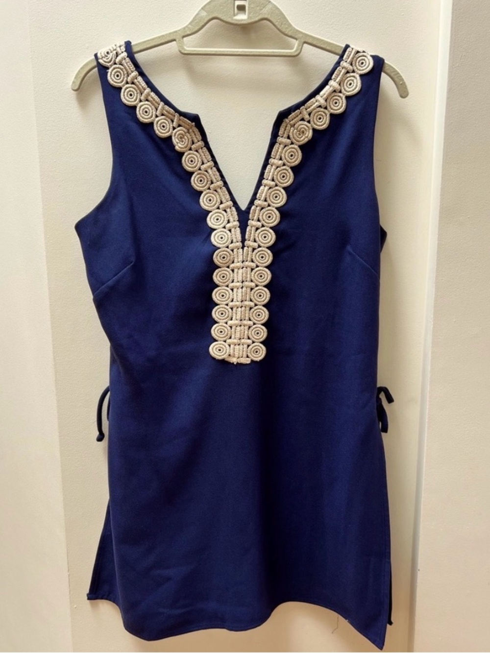LilyNavy Embroidered V-Neck Sleeveless Dress